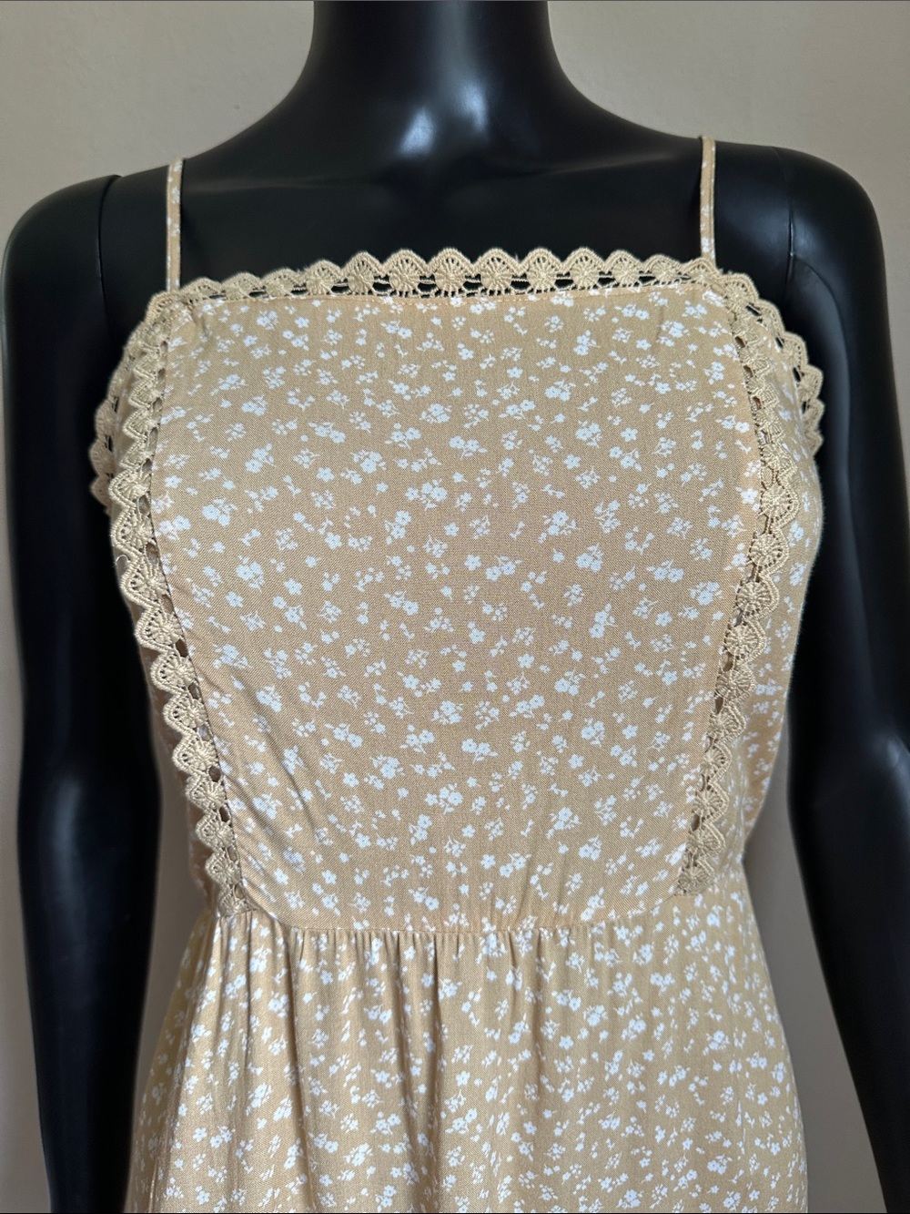 Paper Crane Beige Floral Spaghetti Strap Mini Dress - Picture 3 of 10